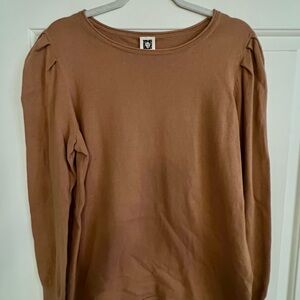 New Anne Klein Camel Cotton Cashmere Sweater